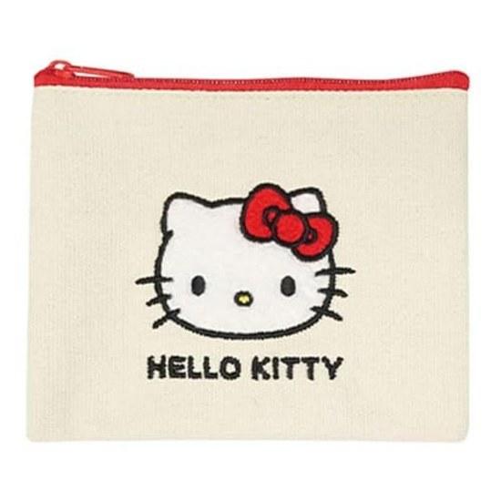 Канвасовая мини-косметичка с персонажами Sanrio, плоская, Hello Kitty, красная, SAC-HFM-KTR, В9Ш13Г0,5 см