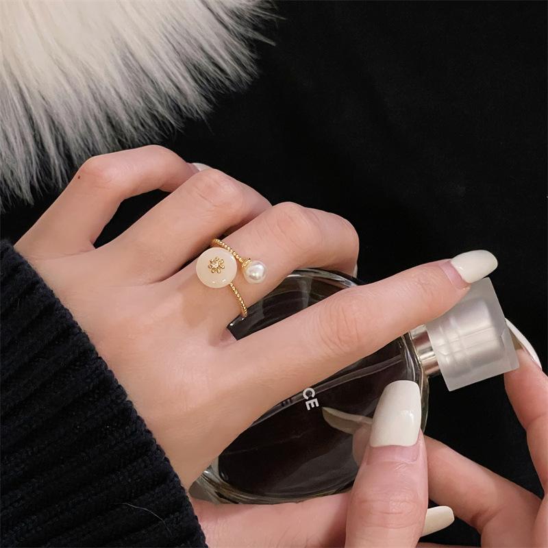 Gold Love Retro Open Ring French Medieval Style Elegant Fashion Drop Glaze Premium Ring Index Finger Ring