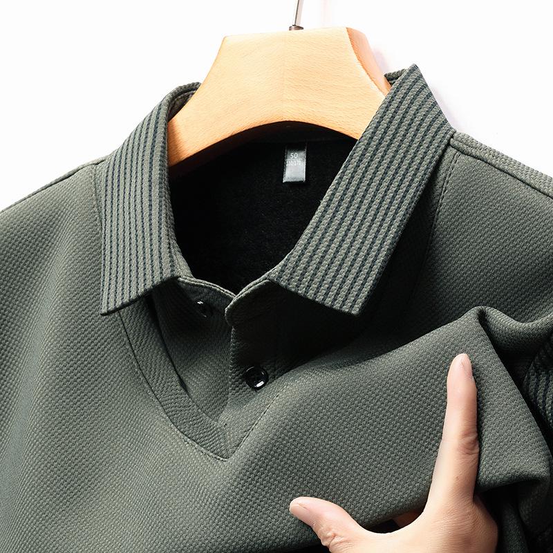 Мужская высококачественная поло с длинным рукавом в полоску, стиль business casual, для весны и осени