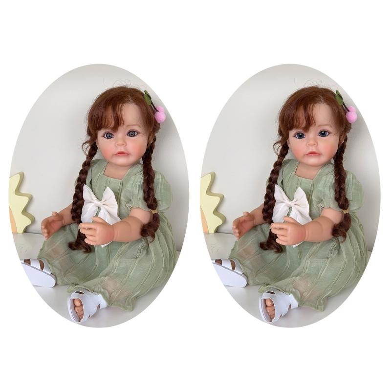 22Inch Reborns Baby Doll Silicone Full Body Toddler Girl Realistic Cute Waterproof Doll with Clothes and Accessory