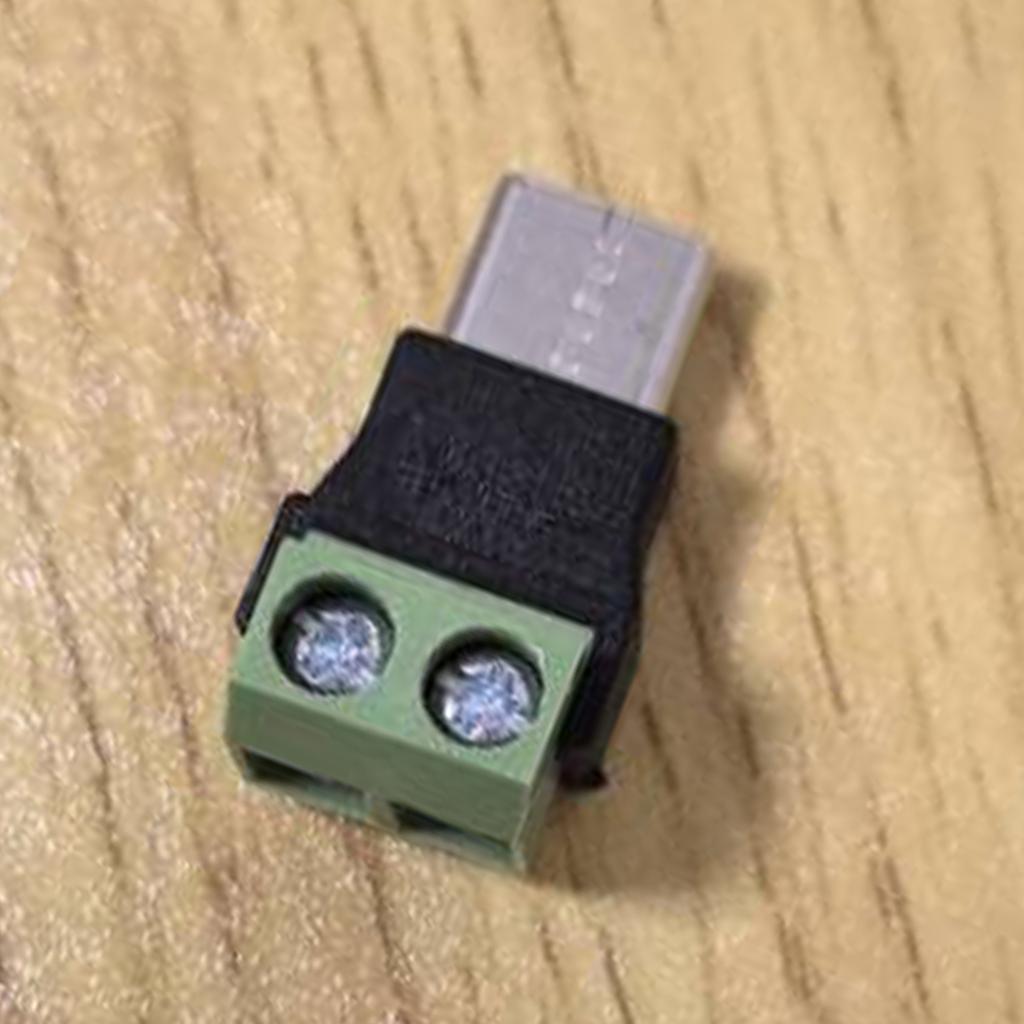 2 шт. USB C Male на 2-контактный безпаяный разъем, обжимной клеммный адаптер, выходная мощность 5 В 3 А для ремонта мелких гаджетов