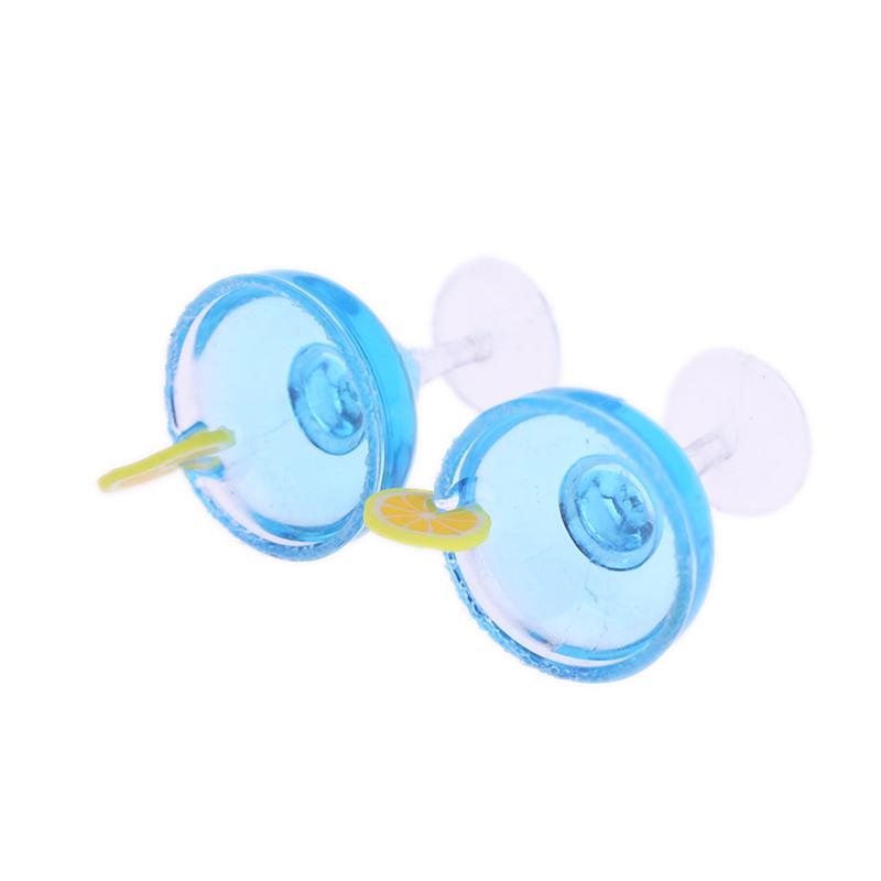 2шт 1:12 кукольных миниатюрных синих стаканов для коктейлей, модель игрушек для питья