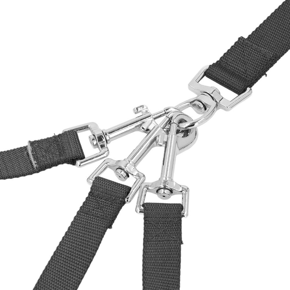 Adjustable Length Three Way Dog Leash Nylon Fabric Pet 3 In 1 Leash Dog Triple Leash  Pet Training