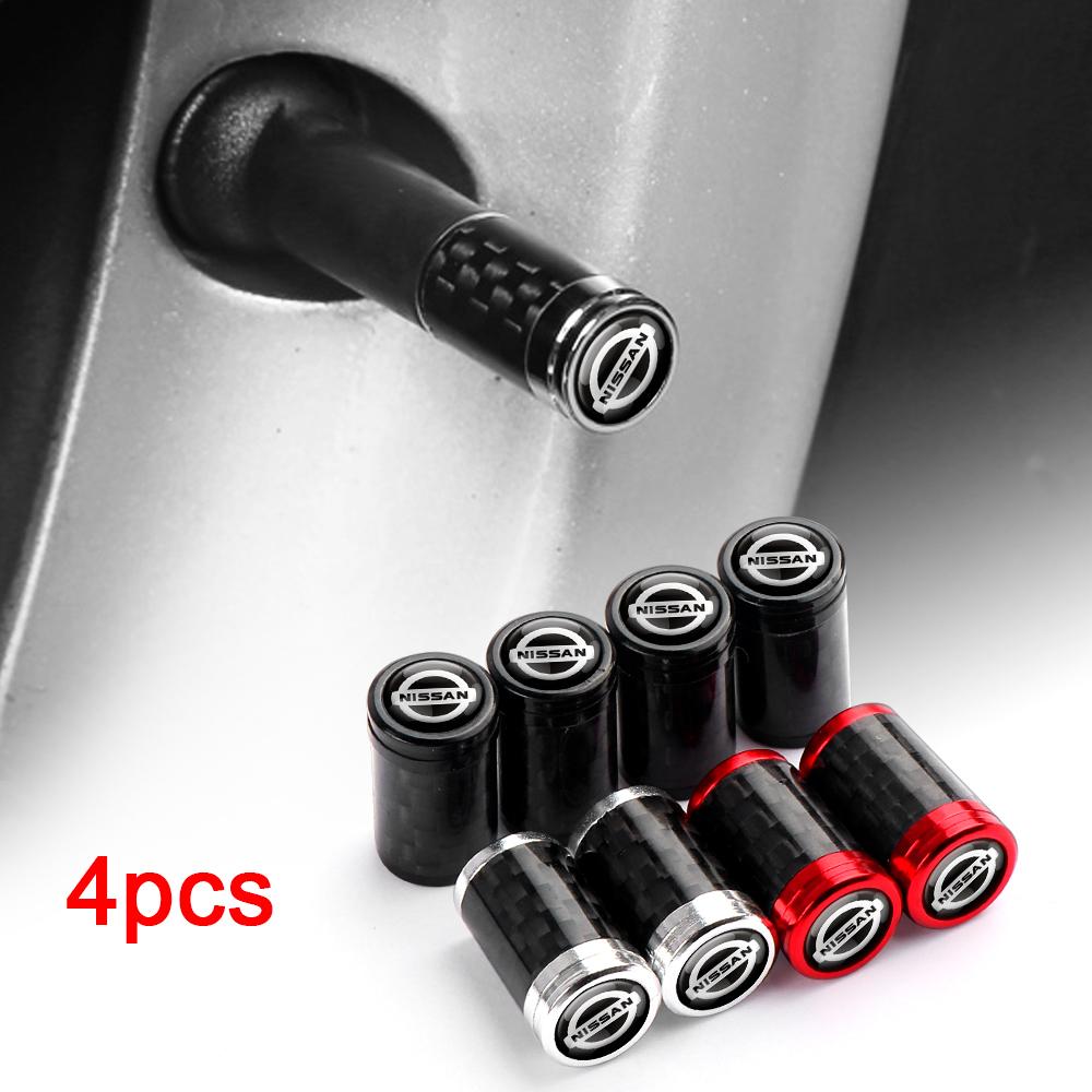 CHUQAZ1 4pcs Car Style Wheel Tire Carbon Fiber Metal Valve Cover Tire Dust Cover For Nissan Nismo X-Trail Qashqai Micra Patrol Maxima