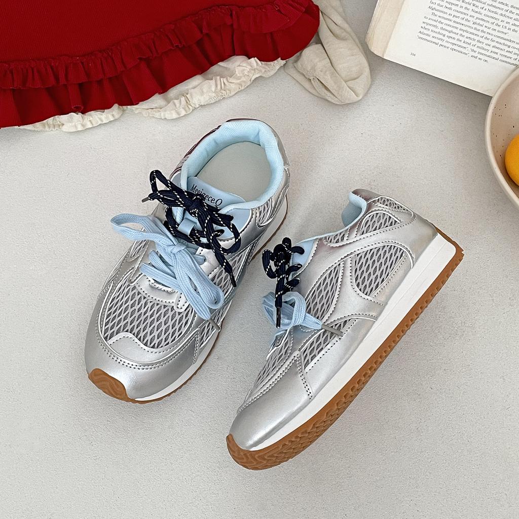 Женские кроссовки Queen Fan Silver Retro Platform для тренировок, обувь 2025, новые летние, увеличивающие рост, повседневные кроссовки для ношения с юбкой