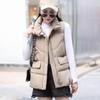 Women Autumn Winter Thicken Outwear Waistcoat Cotton Padded Stand Collar Sleeveless Warm Jacket Coat Vest