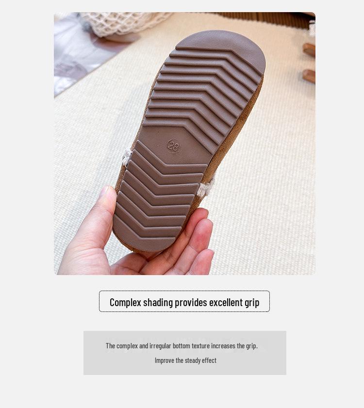 Корейский стиль Ретро Birkenstock Мягкая подошва Кожаная обувь для девочек - Зимняя версия 2025
