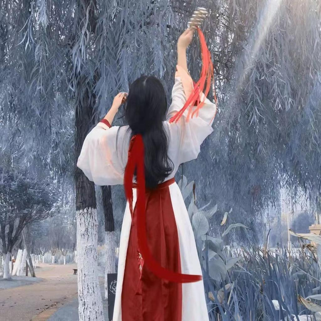 Женский костюм Hanfu в китайском стиле в стиле династий Вэй и Цзинь с перекрестным воротником и длиной до талии, комплект из 2 предметов