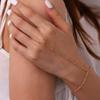 Elegant Tiny Chain Bracelet Finger Ring for Women Fashion Gold Color Metal Link Chains Connecting Hand Harness Bracelets Zircon