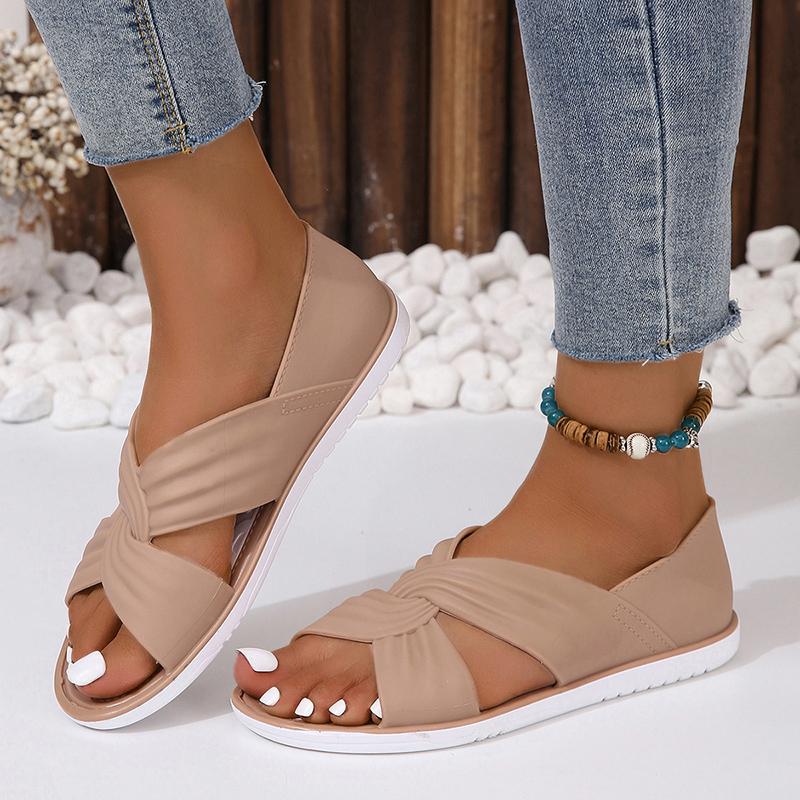 Women's Sandals Summer Selling Open Toe Flat Anti-Slip Sandals Fashion Round Toe Shallow Mouth Slip-on Women's Bag Heel Slippers