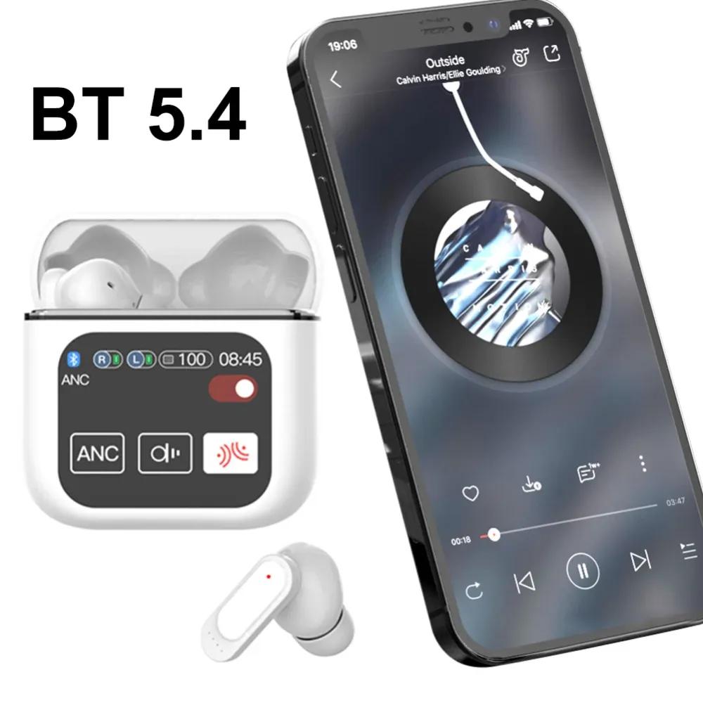 Сенсорный экран ANC беспроводные наушники TWS с шумоподавлением вкладыши Bluetooth 5.4 поддержка APP Длительный срок службы батареи HiFi