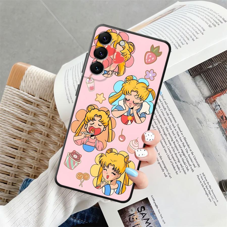 Чехол для Samsung Galaxy A25 A71 A51 A73 A32 A24 A55 A35 A36 A23 A53 A26 A72 A41 A22 A52 Черный Мягкая Накладка на Телефон Сумасшедший Сейлор Мун