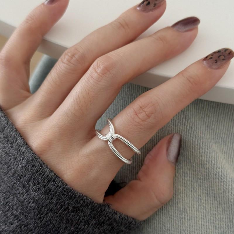 Adjustable Open Ring Women Men Minimalist Star Cutout Geometric Stackable Finger Copper Plated Jewelry