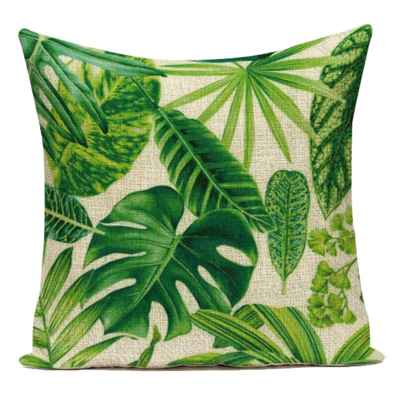 Polyester Decorative Pillows Tropical Cactus Palm Leaf Sofa Home Decor Cushion Cover Pillowcase for Living Room