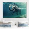 Animal African Elephant Swim In the Ocean Canvas Painting Posters and Prints Wall Picture Modern Living Room Home Deocr No Frame No Frame