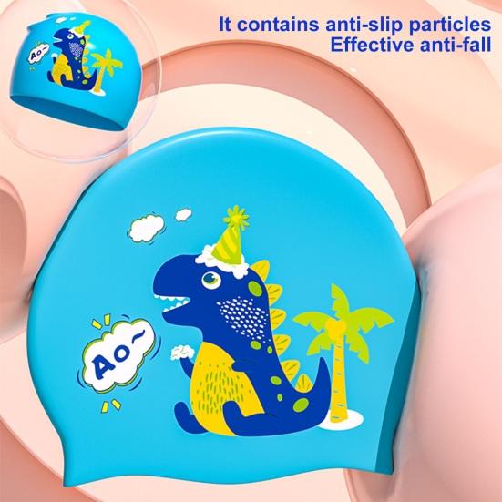 Силиконовая водонепроницаемая шапочка для плавания для мальчиков и девочек, шапочка для плавания с мультяшным узором, сухие волосы, защита ушей, шапочка для плавания, аксессуары для плавания