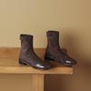 Krazing Pot Флок Осенне-зимняя обувь Низкий каблук Размер 43 Стрейч-сапоги Задняя вставка Прямой стиль Эластичные ботильоны