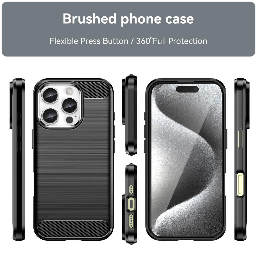 Для iPhone 16 Pro Max Чехол Текстура углеродного волокна ТПУ Матовый чехол для телефона