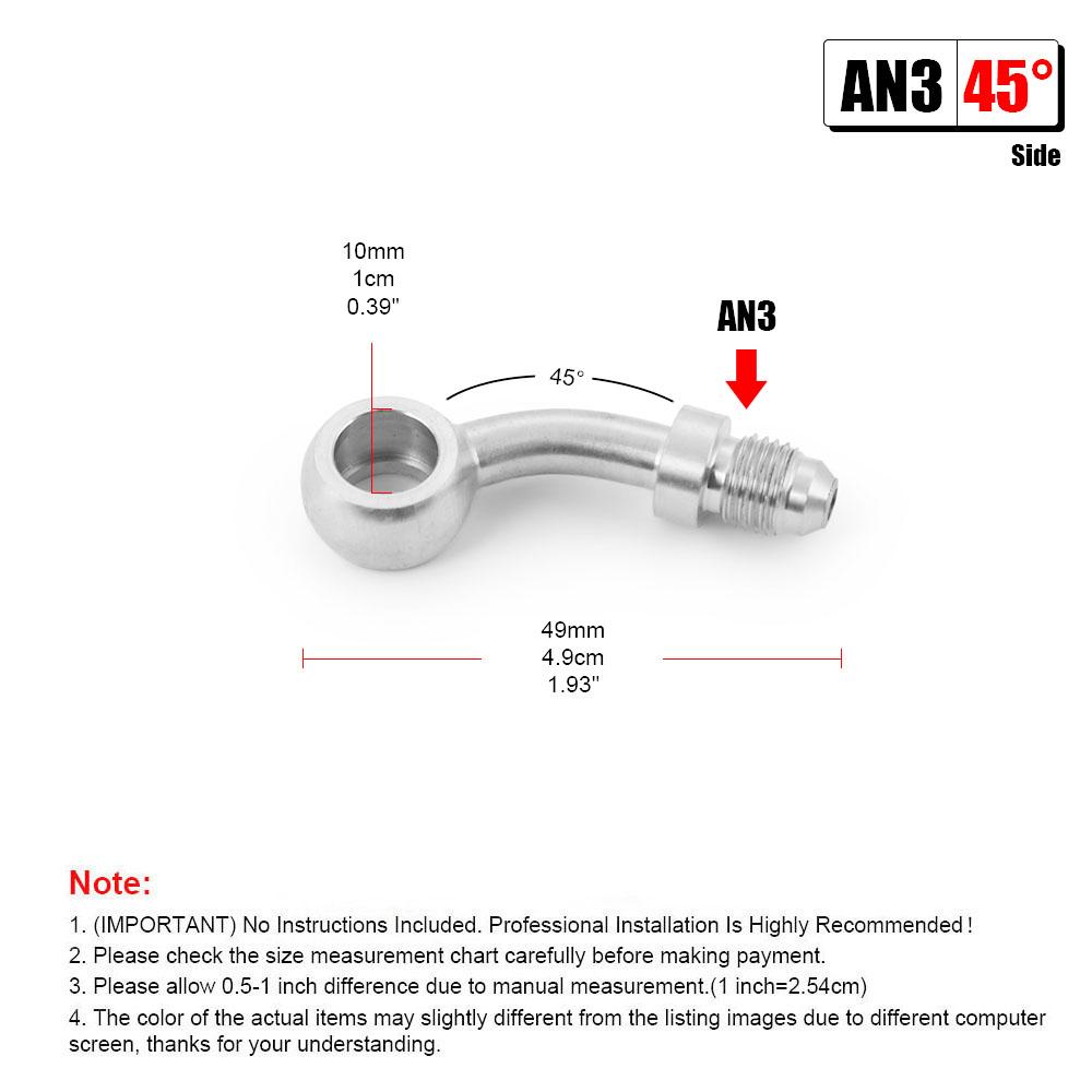 Stainless Steel AN3 to M10x1 Banjo Bolt Fitting For Motorcycle Motor Bike Scooter Hydraulic Brake Hose Line