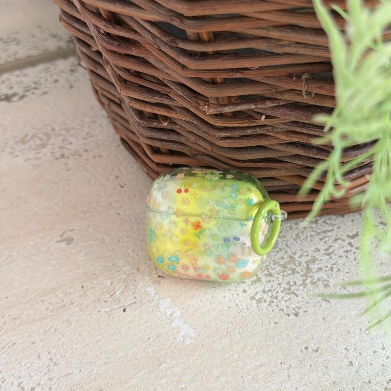 Yellow-green smudged floral AirPods 1 generation earphone case for Apple earphones AirPods 1 generation Pro1