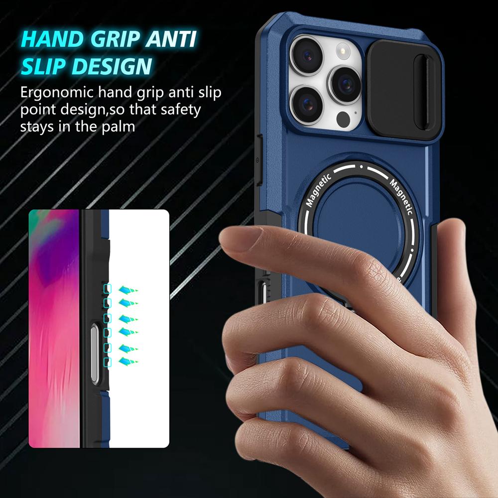 KEYSION Чехол-подставка с магнитным кольцом для MagSafe для iPhone 16 Pro Max Slide Camera Protection Противоударный чехол для телефона iPhone 16