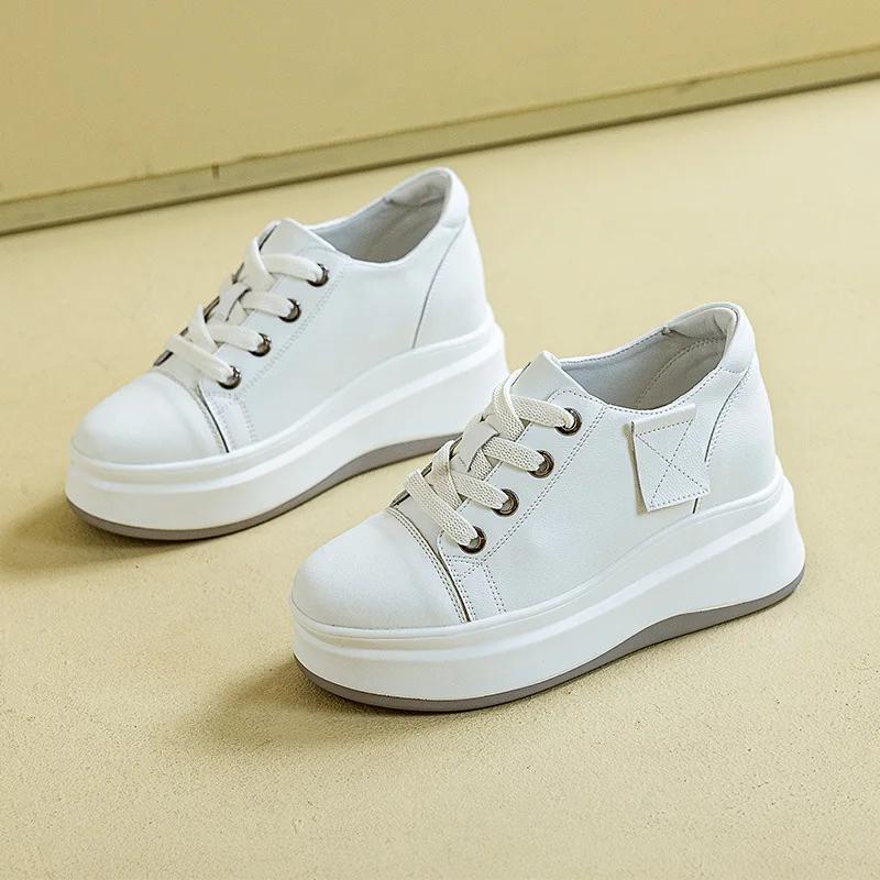 Кроссовки Fujin на танкетке с платформой 7,5 см, вулканизированные, массивные, со скрытым каблуком, из микрофибры, из кожи, удобные, дышащие, для скейтбординга