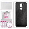 apgo Protective Skin Sticker for the Back Compatible with Doogee X60L, Wrap Film, Foil, Vinyl - Pattern Black Leather