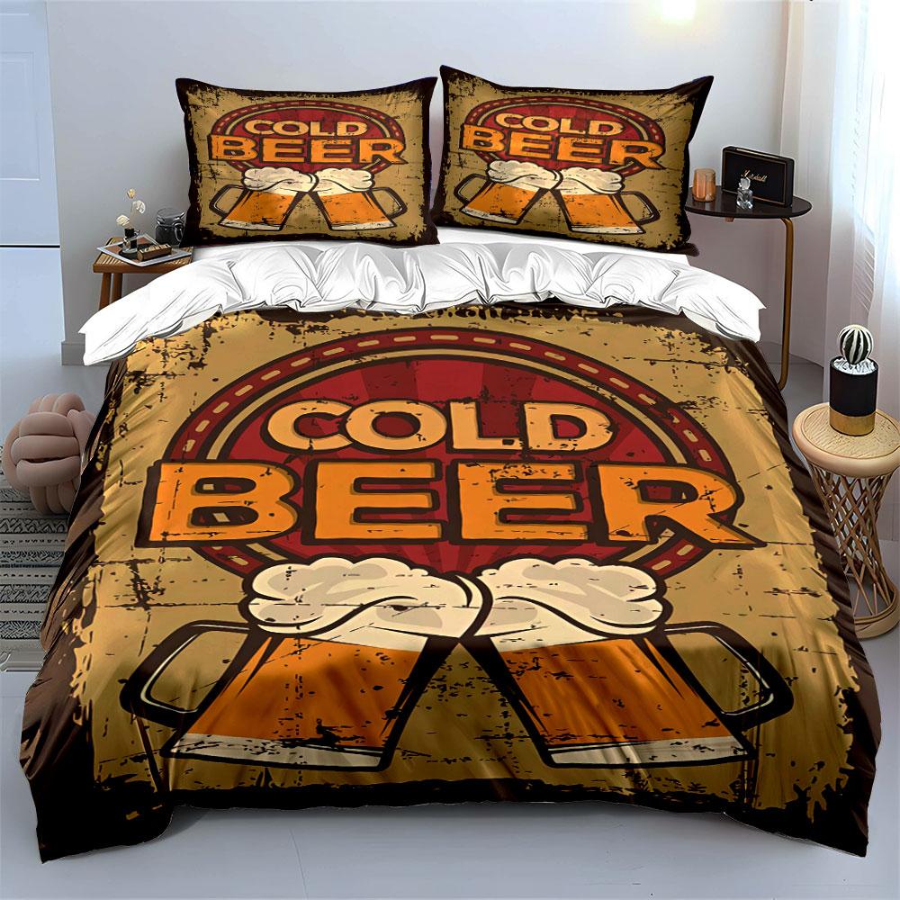 Beer mugs and text. Bedding sets Duvet cover sets Duvet covers Pillowcases(1 * Duvet Cover 2 * Pillowcases, without duvet insert)