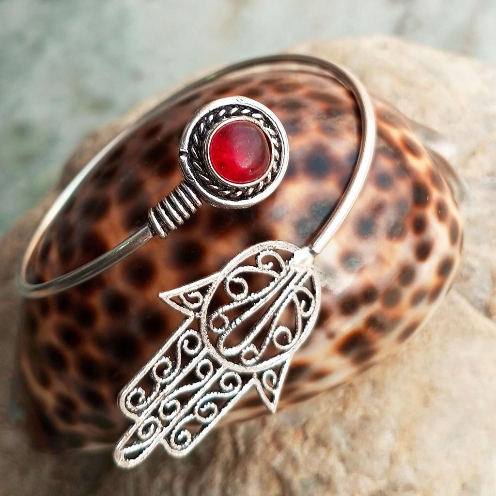 Pink Ruby Gemstone 925 Sterling Silver Plated Designer Cuff Bangle Jewelry NST-J2H9210