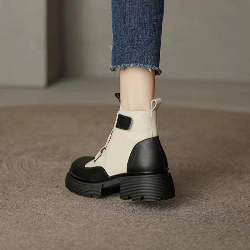 Модные ботильоны на платформе в цвете, женские короткие ботинки в стиле панк, боевые ботинки с круглым носком для женщин, толстый мех, большой размер, теплые