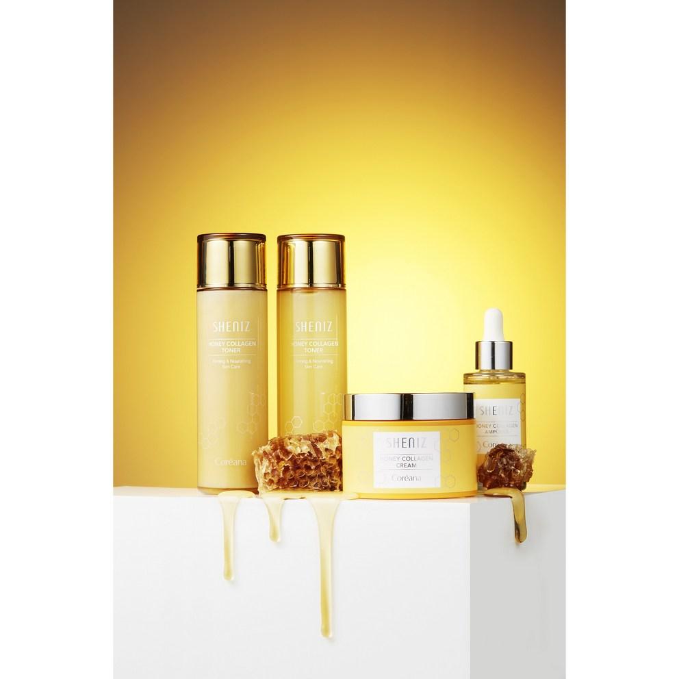[High Moisture & Concentrated] Coreana Shini's Honey Collagen 3 Kinds Set (Skin Toner 150ml + Emulsion 150ml + Cream 100ml)