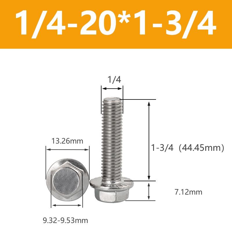 UNC 1/4-20 5/16-18 3/8-16 Болт с шестигранной головкой из нержавеющей стали 304 с зубчатым фланцем и колпачковой головкой с шестигранной шайбой
