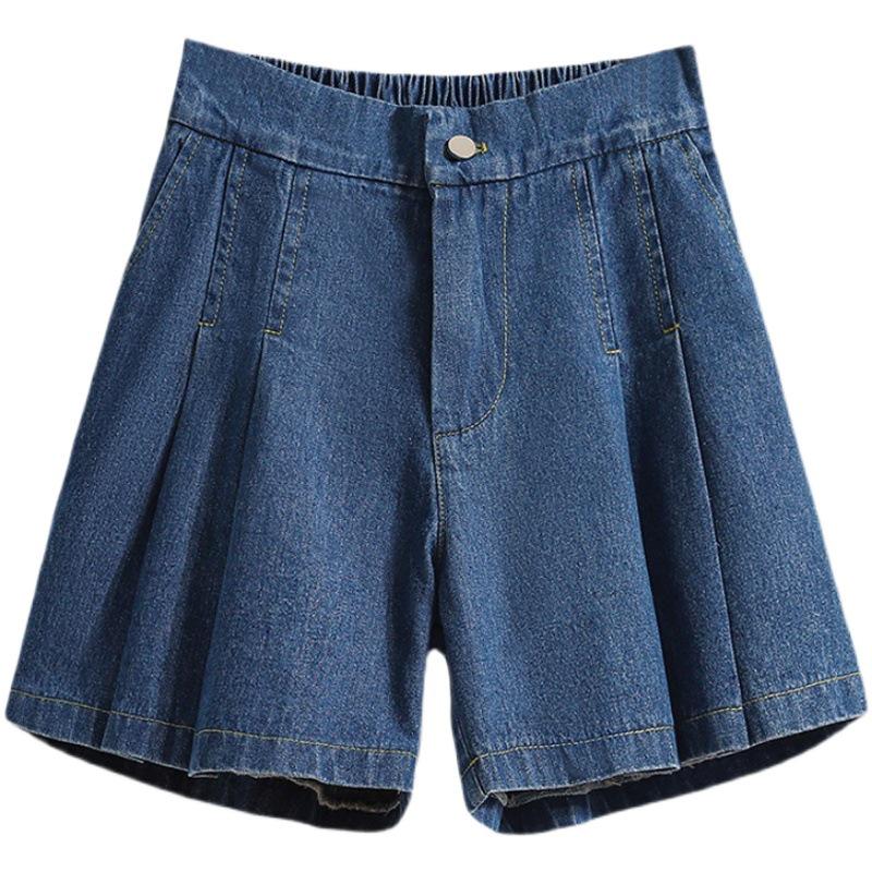 Plus Size Women's High Waist Denim A-Line Shorts - 200 Lbs Summer Loose Fit Hot Pants