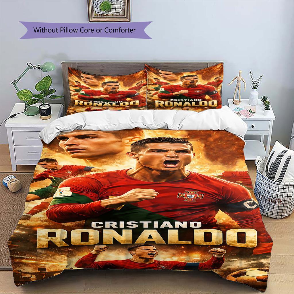 Постельное белье с узором CR7 Криштиану Роналду, Комплект с одеялом, Пододеяльник, Наволочка, Домашний подарок на день рождения(1 пододеяльник + 2 наволочки, без наполнителя)