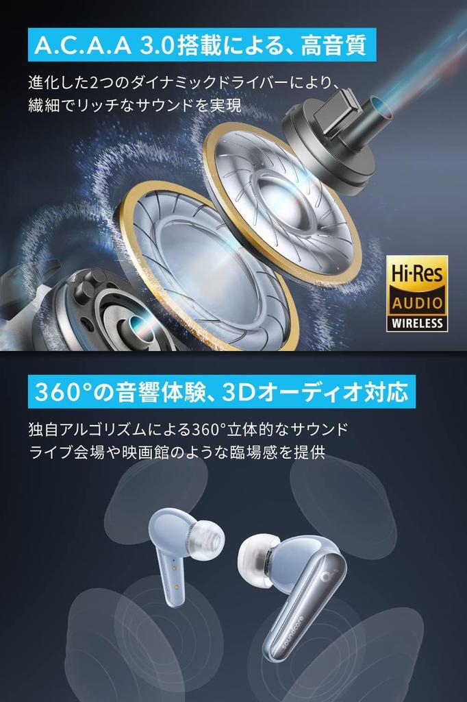 Наушники Anker Soundcore Liberty 4 Bluetooth Wireless с шумоподавлением Звук до 28 часов Водонепроницаемые Технические стандарты Небесно-голубой (Беспроводная связь 5.3)