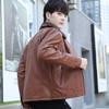 Men's Leather Jacket Autumn and Winter New Plush Insulation Jacket Trendy Motorcycle Leather Jacket Youth Fashion Label Clothes