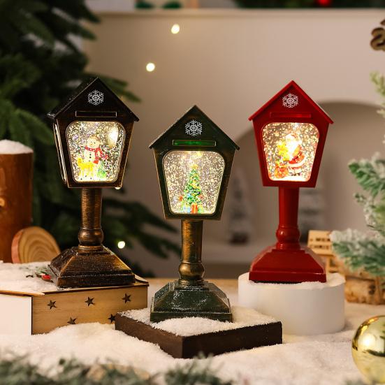 Christmas Wind Light USB/Battery Powered Mailbox Design Lamp Retro Sequin Glass Ball Santa Claus Snowflake Lantern Xmas Decor