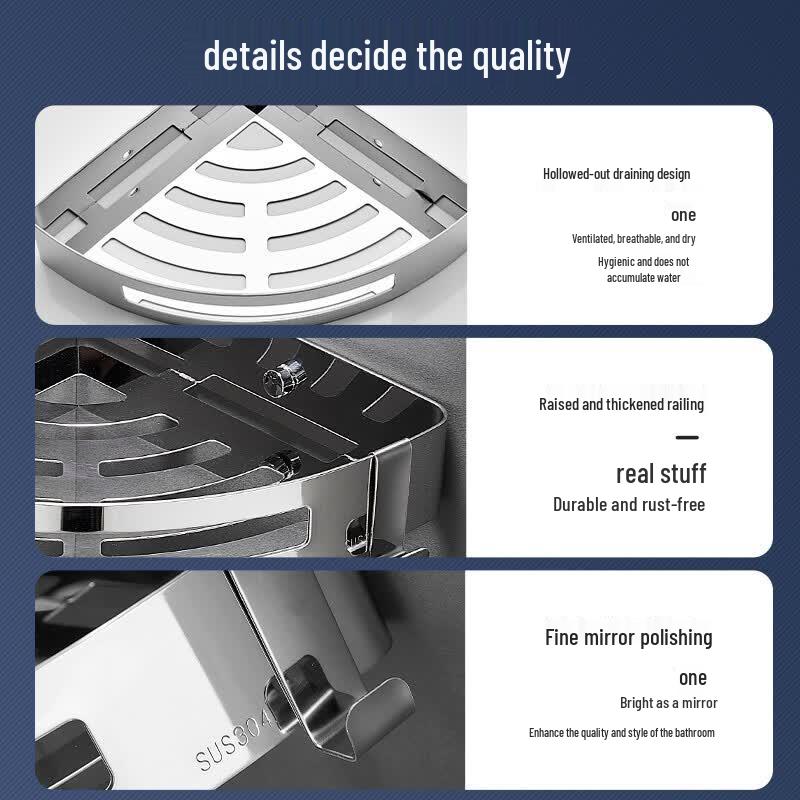 Muvi 304 Stainless Steel No-Drill Shower Corner Caddy
