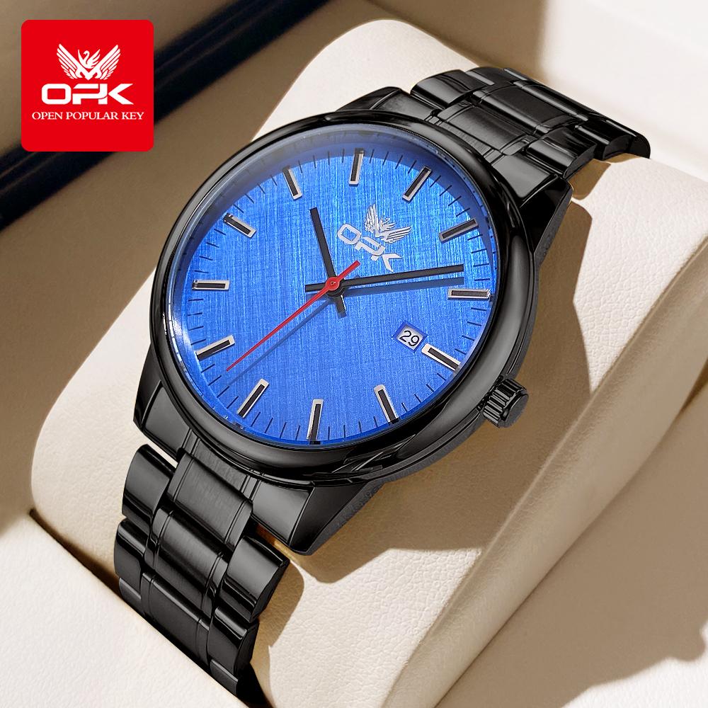 OPK 6030 Quartz Watches for Men Stainless Steel Waterproof Auto Date Man Wristwatch Simple Fashion Causal Men's Business Watches