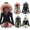Winter Women Warm Faux Fur Hooded Cotton Down Jacket Casual Outwear Long Overcoat