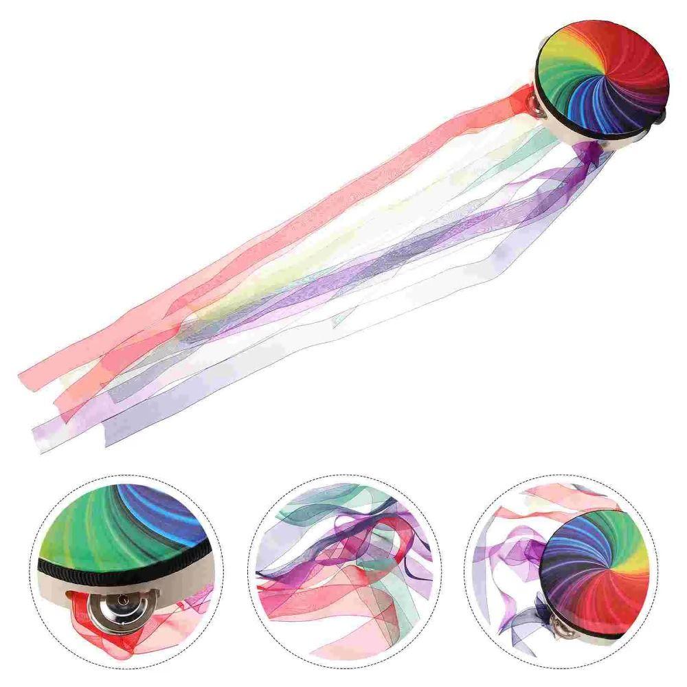Percussion Tambourine Ribbon Single Row Tambourine KTV Party Handheld Drum  Musical Instruments