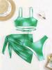 European and American three-piece swimsuit women's print multi-color split triangular bikini swimsuit sports model
