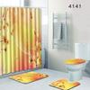 Dream Flower Bathroom Shower Curtain Floor Mat Toilet Cover Foot Mat Four-Piece Set
