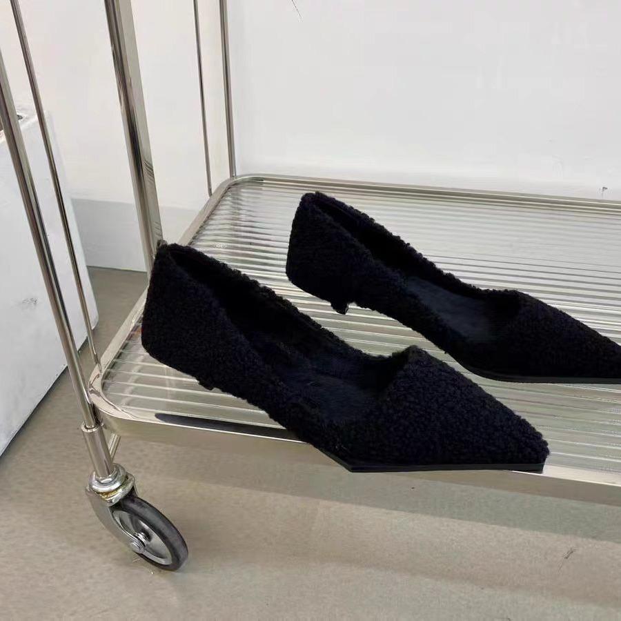 2025 весна и осень новая мода женская обувь шерсть острый носок плоская удобная универсальная комфортная плюшевая обувь