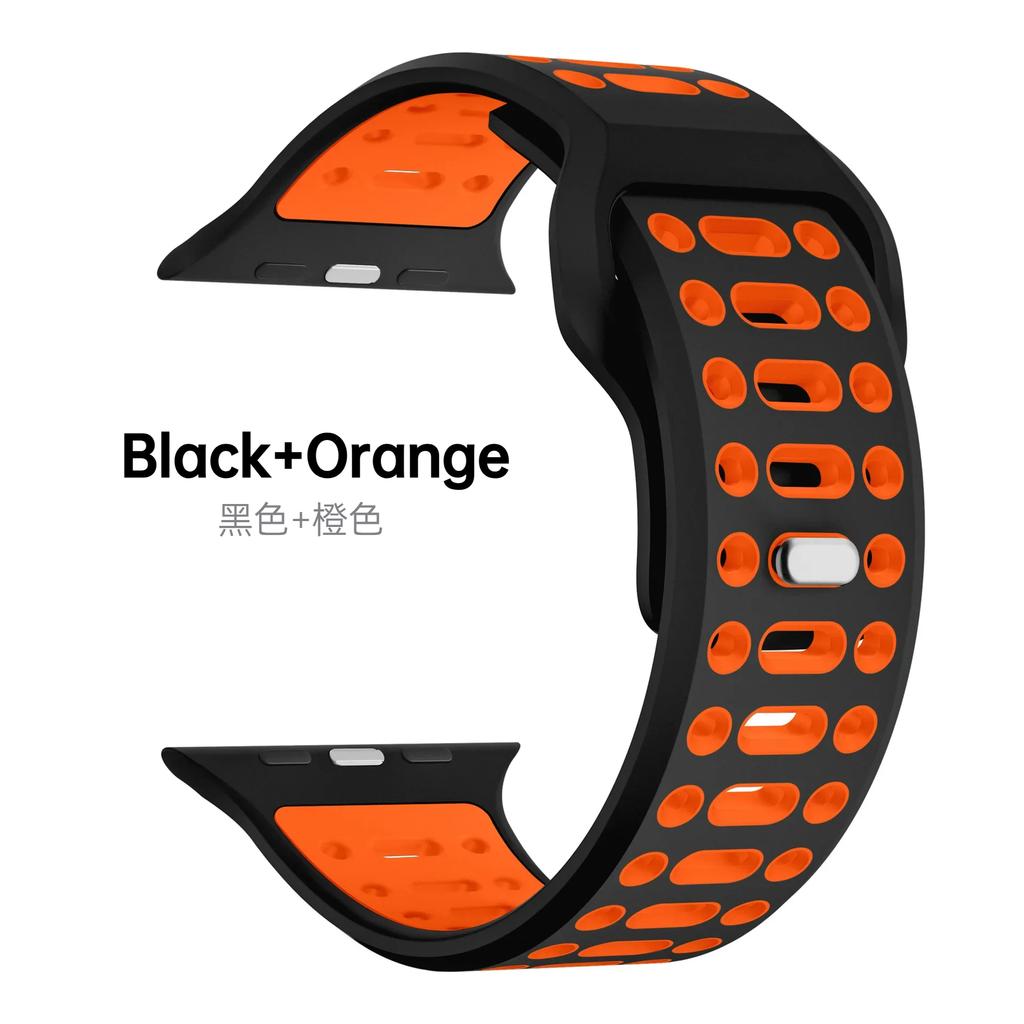 Silicone Band for Apple Watch Ultra 2 49mm 46mm 45mm 44mm 42mm Two-Color Bracelet Correa Iwatch Series 10 9 8 7 6 5 3 SE Strap