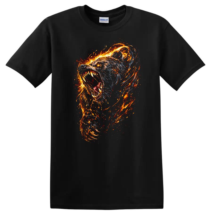 Fire Breathing Bear Head T Shirt Animal Graphic Tee Wild Nature Art Design
