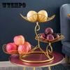 Iron Fruit Plate Living Room Home Fruit Plate Candy Bowls Nordic Three-layer Snack Shelf Rack Geometric Multi-layer Fruit Plate Basket Snacks Tray