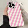 Розово-белый косой полосатый мягкий ТПУ чехол для iPhone 11 12 13 14 15 Plus 16 17 Pro Max 17Air Ударопрочный, противоударный, тонкий задний чехол