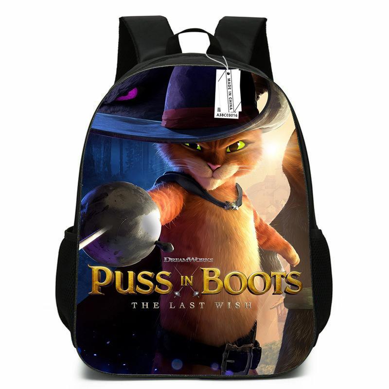 Pussy Boots School Bag Anime Cartoon Backpack Digital Printing Polyester Backpack
