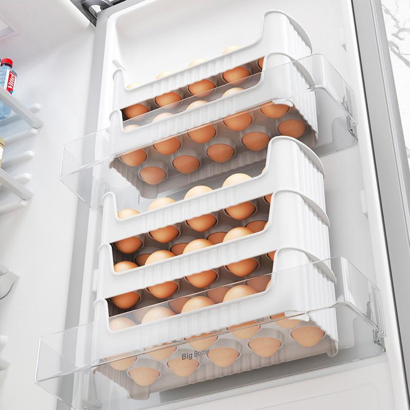 Пластиковый поддон для яиц на боковой двери холодильника, сохраняющий свежесть, многослойная стойка для хранения яиц, специальный экономящий место держатель для яиц на кухне